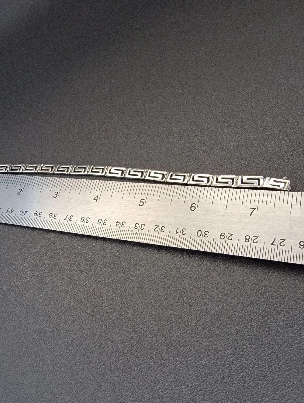 925 Italy ATI Sterling Silver Greek Key Meander Link Bracelet 7.5